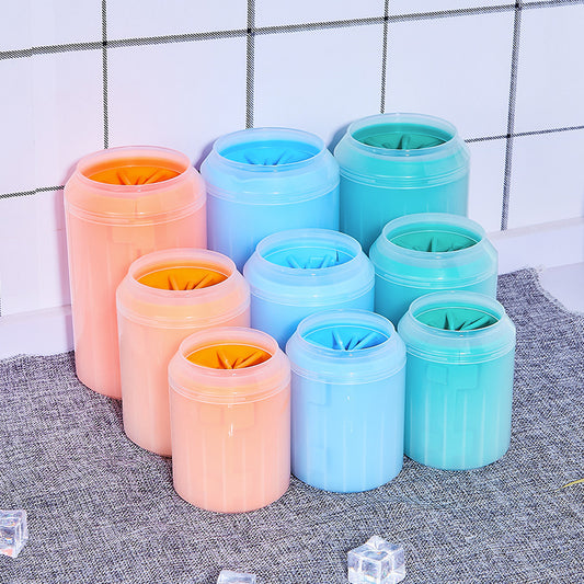 Portable Dog Paw Cleaner Cup with Soft Silicone Brush – Easy Foot Washing for Pets