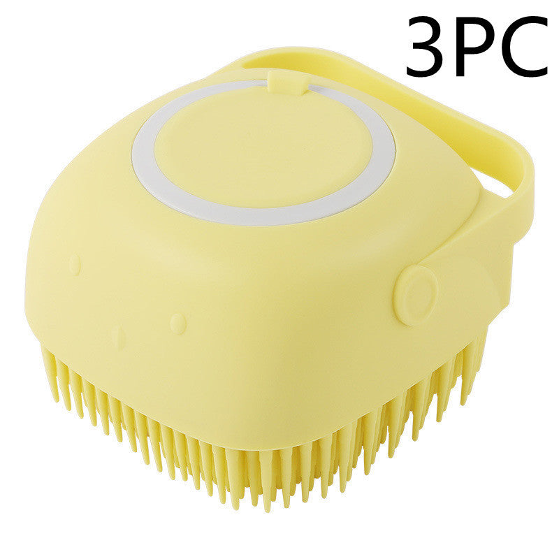 Silicone Dog Bath Brush with Shampoo Dispenser – Pet Grooming & Massage Glove for Dogs
