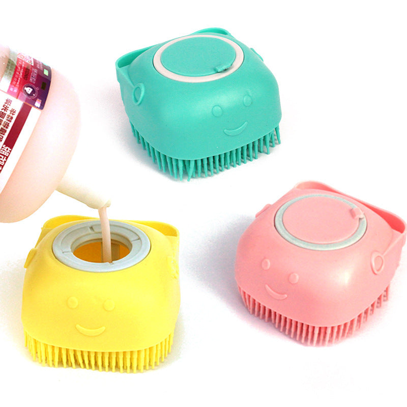 Silicone Dog Bath Brush with Shampoo Dispenser – Pet Grooming & Massage Glove for Dogs