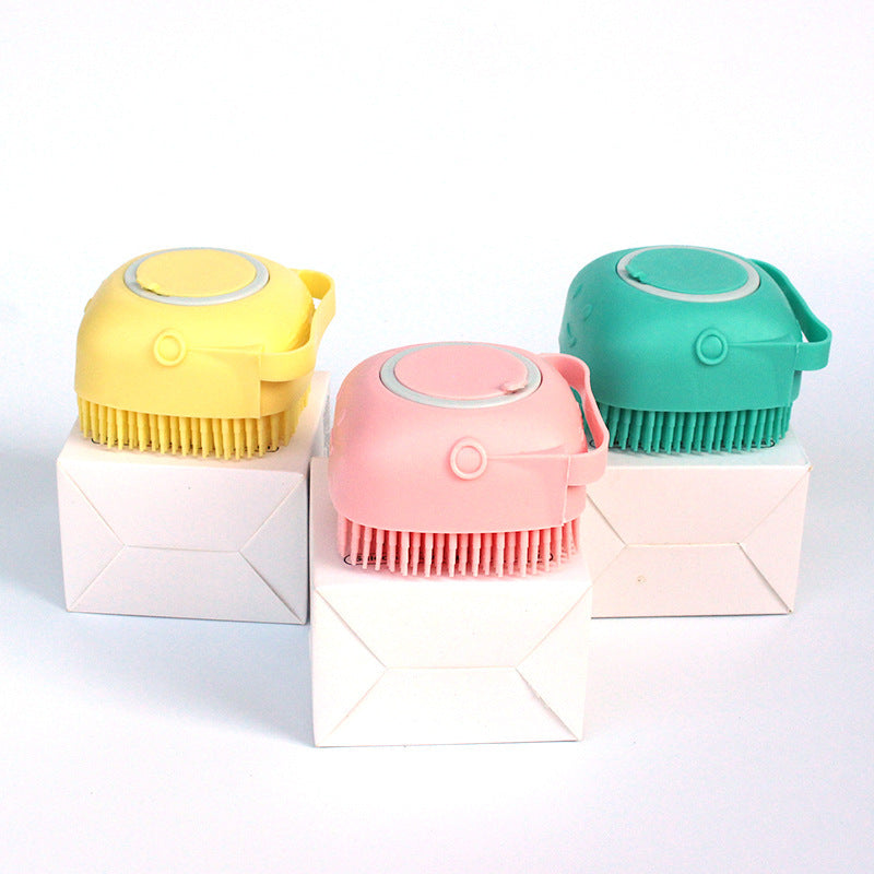 Silicone Dog Bath Brush with Shampoo Dispenser – Pet Grooming & Massage Glove for Dogs
